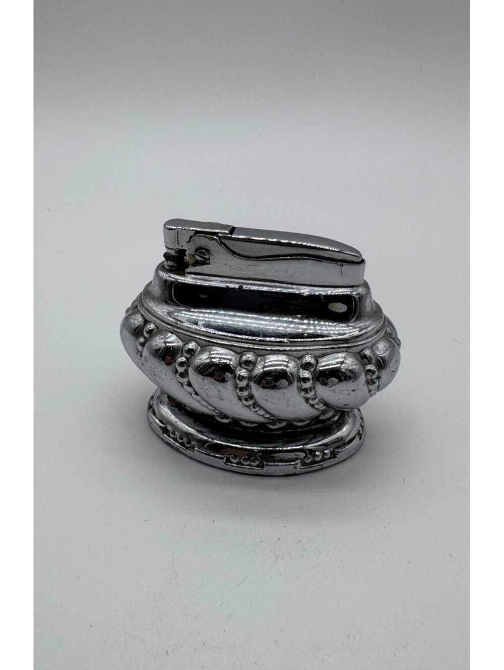Vintage Ronson Crown Table Lighter Chrome Mid Century Decore 1950s Plated